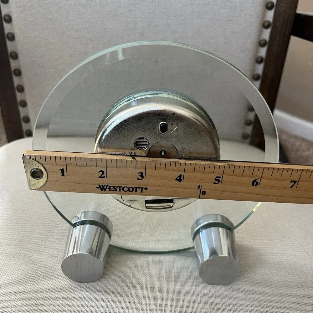 Howard Miller Glass Tabletop Alarm Clock 645-396 Beveled Desk Mantel Working